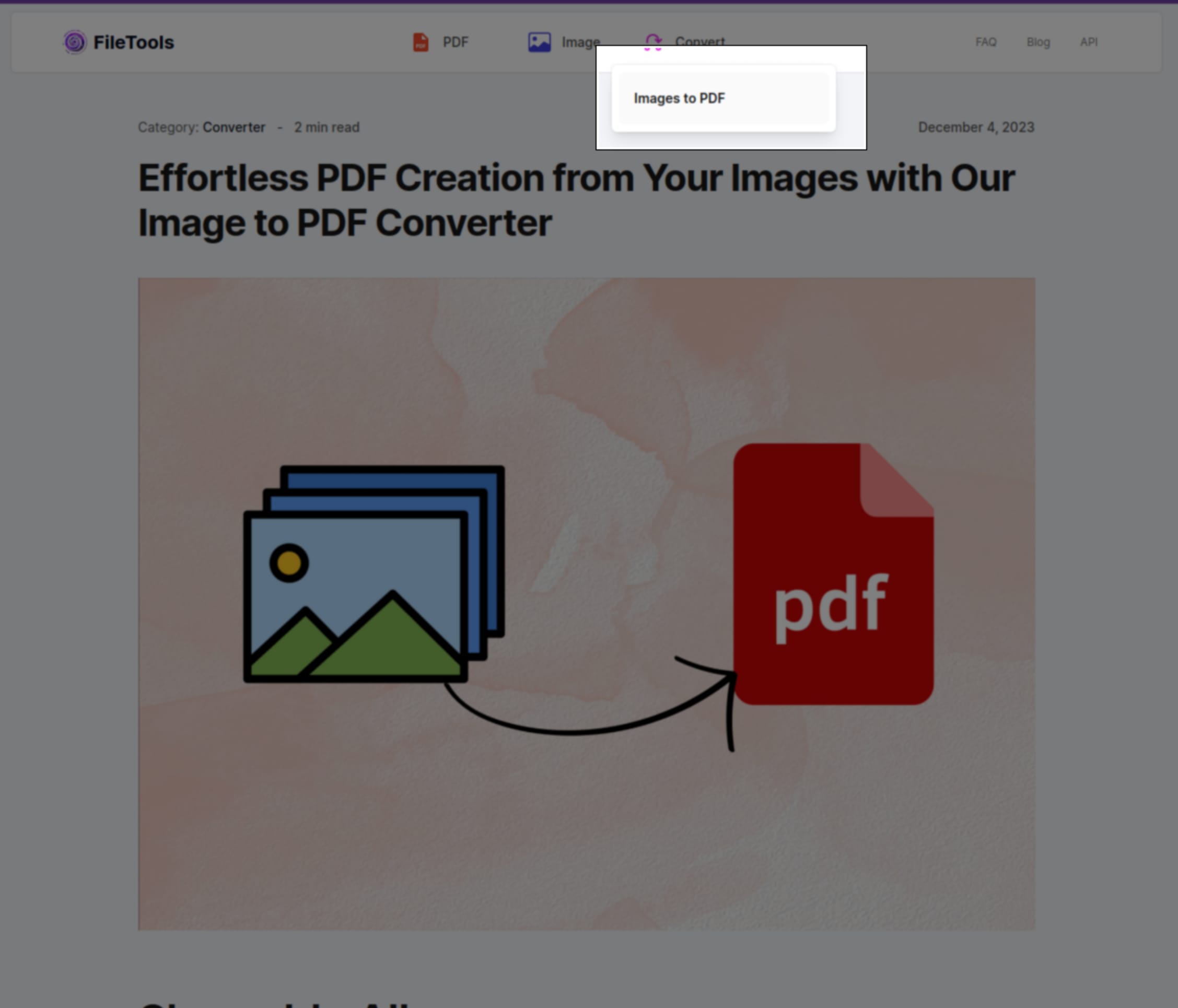 Open Convert Images to PDF Tool