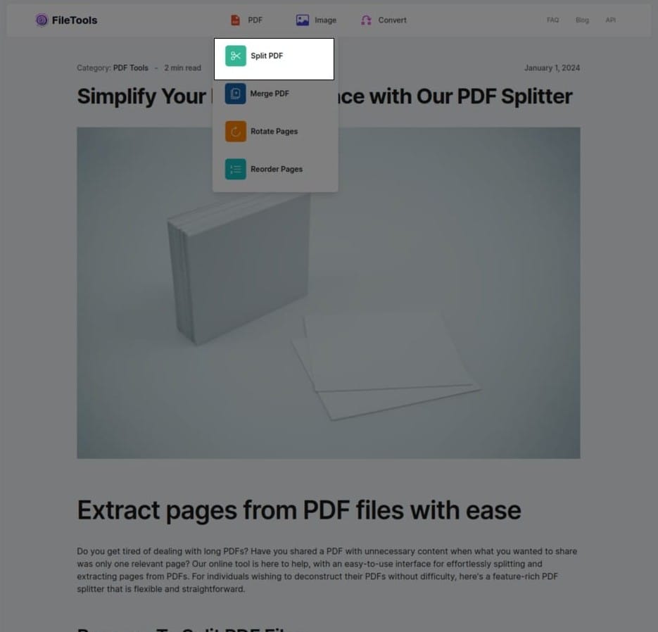 open split pdf files page